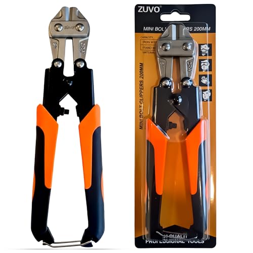 Zuvo Mini Bolt Cutter 8in Cr-V Steel Wire Cutters for Padlocks Chains