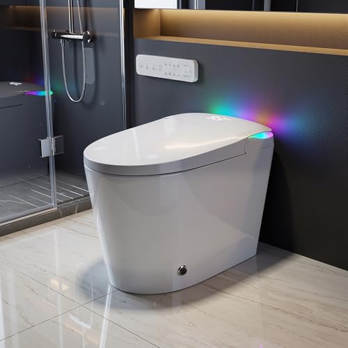 Image of TOTTE E6E Smart Toilet with Auto Open Close, Foam Dispenser, Elongated Heated Seat,Instant Warm Water&Dryer, Bidet Toilet with Tank Built in, Temp Display, Deodorization