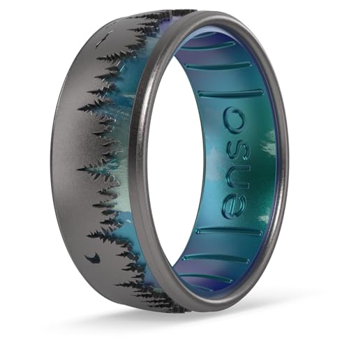 Enso Rings Etched Classic Silicone Rings - Etched Nature Collection - Comfortable and Flexible Design