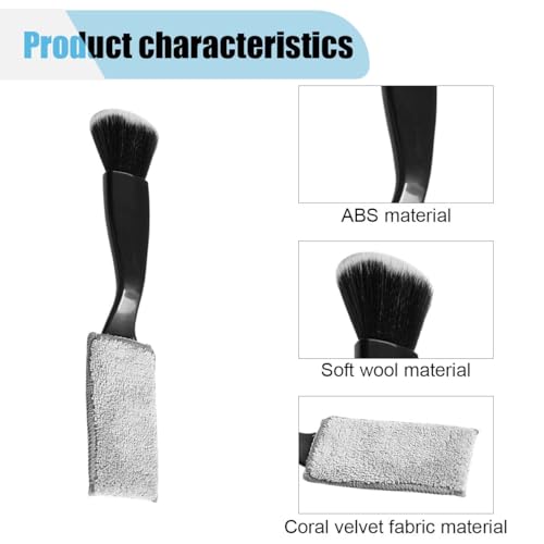 Car Double Head Clean Brush, 2 in 1 Duster for Car Clean, Car Interior Dust Detailing Brush for Air Vents Dashboard Screen, Soft Car Cleaning Tool Accessories (Black) - Image 5