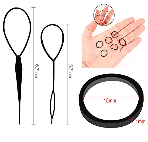 Foto von Mini Haargummis，1000 Stück Elastische Haargummi,Haargummis für Kinder, Haargummi Mädchen， Kleine Haargummi mit 2stück pferdeschwanz-hersteller styling werkzeug (Schwarz und transparent)