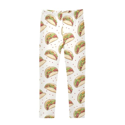 Mexican Tortilla Tacos Girls Casual Leggings for Kids Printed Long Pant Bottoms Stretch and Soft