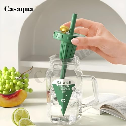 Image of Glass Tumbler with Infuser Lid and Straw - 500ml, Set of 1, Reusable Leak-Resistant Drinking Cup for Water, Juice, Iced Coffee, Tea, Smoothies & Bubble Tea, Travel Mug (Receiving Random Color)