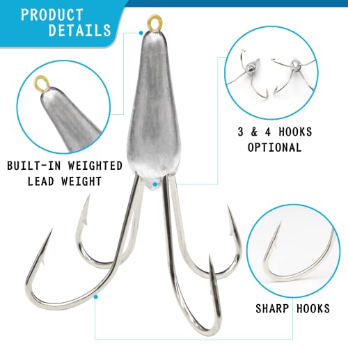 Gefischtter 2Pcs Fishing Hooks Snagging Hooks Snagging Weighted Treble Hooks Large Treble Bunker Snag Hooks Fishing Hook For Snagging (1.76Oz) #TOP5