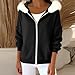 Sinzelimin Women's Hood Sweatshirts Fashion Full Zip Long Sleeves Plush Hoodies Sweatshirt Loose Comfy Sport Jacket Outerwear Black XX-Large