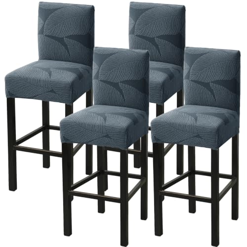 Image of HAOYONG Bar Stool Covers, Stretch Counter Stool Pub Chair Slipcover Washable Counter Height Chair Covers for Kitchen Dining Room Cafe Set of 4 (Dark Gray)