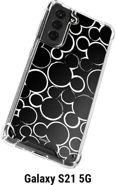 Skinit Clear Phone Case Compatible with Galaxy S21 5G - Officially Licensed Disney Mickey Mouse Logo Pattern Design