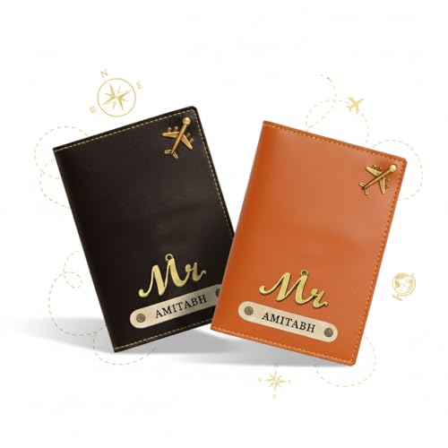 Image of Passport Cover for Men & Women | Passport Holder for Man & Woman | Personalised Gifts PCMX02 (Combo Set of 2) (Combo Set of 2)