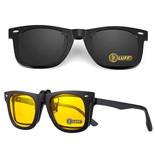 LUFF 2 piezas de gafas de sol Clips Las gafas de visión nocturna se pueden voltear, cómodas y rápidas, adecuadas para días soleados/lluviosos/de niebla Cover
