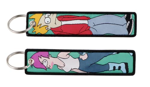 Pinstant Futurama Fry Leela Bender Comedy Animated TV Show Keychain Key Tag Chain Fob Ring