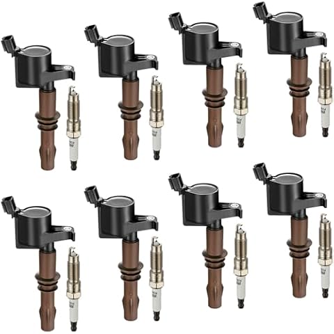 BDFHYK Ignition Coils DG521 and Iridium Spark Plug SP509 Compatible with Lincoln Mark LT Navigator Mercury F150 F250 F350 Expedition Trac Mustang V8 V10 4.6L 5.4L 6.8L Replaces IC697 Set of 8 Cover