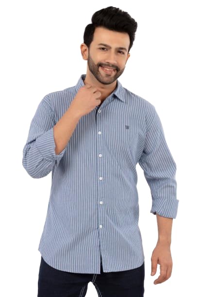 Men's 100% Cotton Micro Stripe Casual Shirt | Full Sleeves | Regular Fit | Soft & Breathable | Premium Everyday Wear | Sizes M-6XL-image-4
