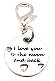 Chubby Chico Charms I Love You To The Moon and Back with Hearts Pewter Charm on a Zipper Pull