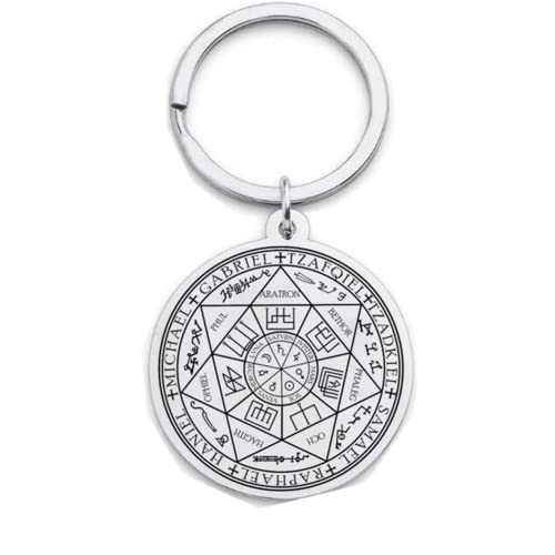 e Seals of Seven Archangels Necklace Keychain - Stainless Steel Biblical 7 Saints Angels Prayer Amulet Pendant Keyring - Religious God Talisman Protection Jewelry for Son Daughter