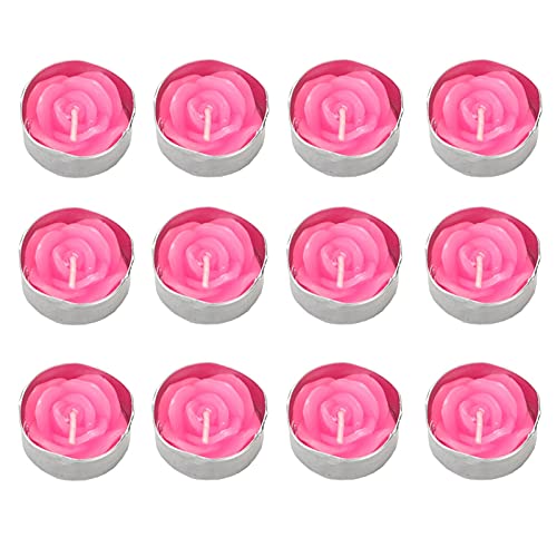 Xmeifei Parts 12Pcs/Set Romantic Rose Flower Shaped Tealight Candles Tea Light Candle For Home Decorations Wedding Birthday Party Celebration (Color : Pink) #TOP28