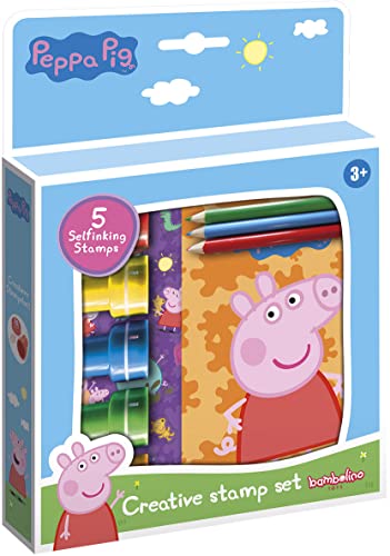 Totum 360242 Pig   Juego Creativo de 5 Sellos autoentintables, Libro para Colorear, 3 lápices de Colores y Pegatinas con Motivos de Peppa Pig y Sus Amigos