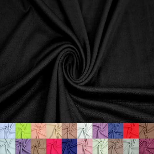 Premium 59-Inch Wide Black Poly Spandex Double-Sided Brushed Fabric – 180 GSM Lightweight Stretch for Activewear, DIY Projects, and Accessories