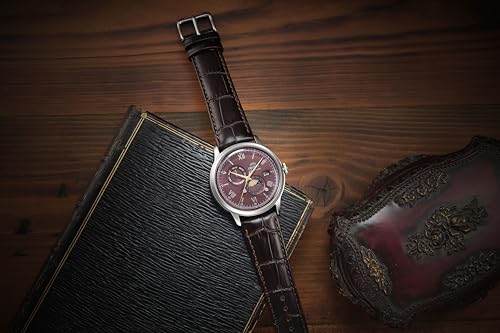 Image of Orient Bambino Bambino Sun & Moon Automatic Wristwatch, Mechanical, Automatic, RN-AK0807R, Men's Bordeaux, red (bordeaux)