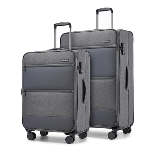 British Traveller Lot de 2 Valises Sets de Bagages (68.5/79.5cm) - Set de Valises Souples Légères et Résistantes avec 4 Roues Silencieuses 360° et Serrure...