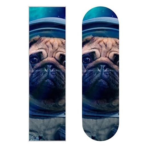 Skateboard grepptejp 2 st scooter grepptejp däck sandpapper longboard ark klistermärke 23 cm x 84 cm rymd hund i rymden kostym