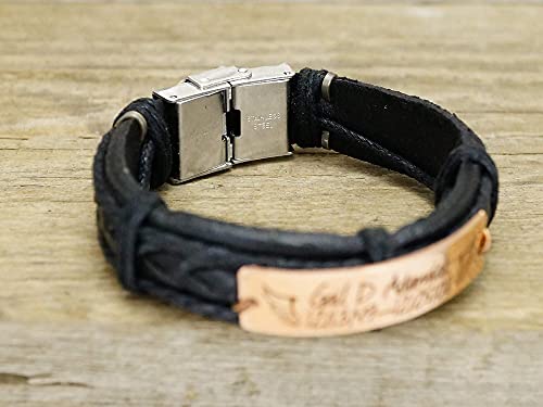 Leather Inspirational Bracelets For Teen Girls Boys, Student Motivatoinal Words Quote Engraved On Stainless Steel Tag, Custom High School College Graduation Gift #TOP6