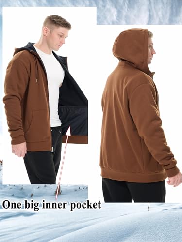 Men's Fleece Full-zip Hoodie Jacket Oversized Casual Warm Sweatshirt for Cold Weather with Pocket4