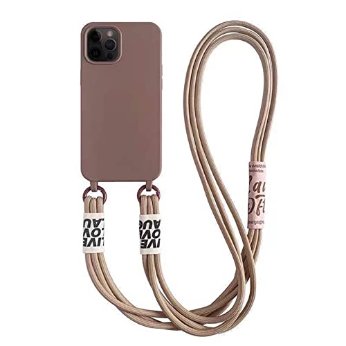 Bakicey Handykette Hülle für iPhone 14 Pro Max, Necklace Handyhülle Schultergurt Liquid Silikon Cover mit Kordel zum Umhängen Schutzhülle mit Stylische Lanyard Case für iPhone 14 Pro Max, Khaki Cover