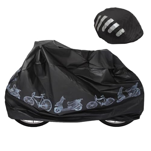 2 Pezzi Copertura per Bicicletta Set, Custodie per Bici con Copertura per Casco, Custodie per Bicicletta Impermeabile, Anti Polvere Pioggia, Anti neve, Protezione UV, Antipolveri, Anti-guano(Nero)