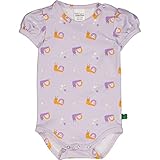 Fred’s World by Green Cotton Baby Girls Snail Puff s/s Body Base Layer, Lavender/Deep Lavender/Tangerine, 92