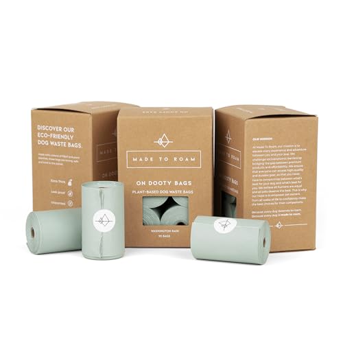 Image of MADE TO ROAM On Dooty Bags - Plant Based Dog Poop Bag Rolls, Extra Thick, Leak Proof, Unscented Dog Waste Bags (Set of 3 Boxes, 270 Bags Total) - Washington Rain