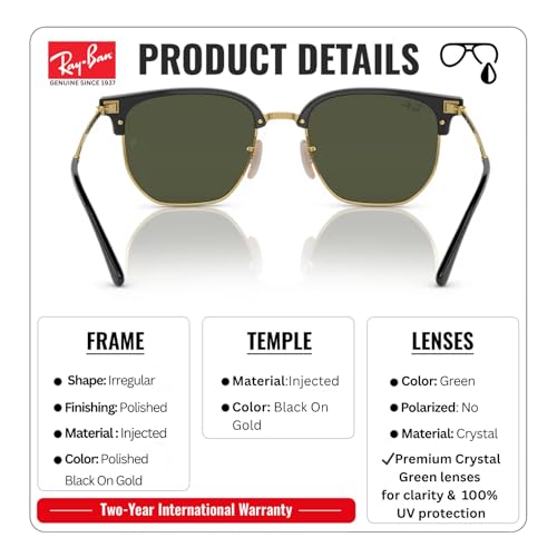 Image of Ray-Ban RB4416 NEW CLUBMASTER Square-Round Shaped Sunglasses for Men & Women with Official RAYBAN Eyewear Kit