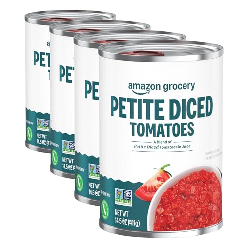 Amazon Grocery, Petite Diced Tomatoes, 14.5 Oz (Previously Amazon Fresh, Packaging May Vary) (Pack of 4)