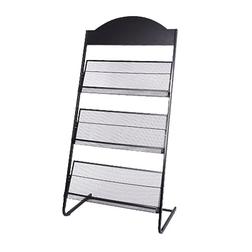 ARCVOX 3/4 Levels Brochure Magazine Holder, Document File Holder Floor Standing, Library Book Stands for Display, A3/A4 Bookshelf Magazine Rack (Color : 3-levels, Size : Size XL)