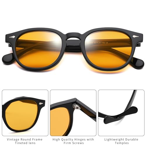 Retro Round Sunglasses For Men Women - Vintage Circle Tinted Sun Glasses4