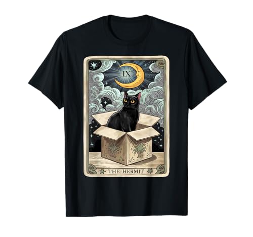 The Hermit Tarot Card Cat In Box Mystic Funny Cat Esoteric Camiseta
