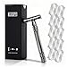 Double Edge Safety Razor for Men with 10 Double Edge Safety Razor Blades, Single Blade Butterfly Razor - Men Metal Razor for Shaving, Traditional One Blade Razor Kit - Gloss Black