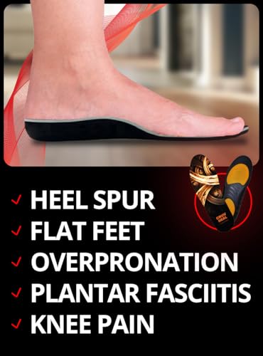 Image of CRUVHEAL Work Comfort Orthotic Insoles - Anti Fatigue Shoe Insert Men Women - Low Arch Support - Shock Absorption - Foot Pain Relief - Work Boot Insoles (L-XL, Fire)