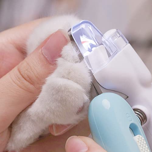 DONGKER Krallenschere mit LED Licht, Katze Krallenschneider, Haustiere Krallenpflege Schneider mit Spritzfest Sicherheitsschutz für Katzen Hunde Welpen