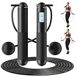 Ropeless Skipping Rope,Cordless Skipping Rope for Adults,Cordless Jump With Counter Adjustable Weighted without Exercise and fitness for Home Workout Equipment for Women Men Kids Waist (Black)