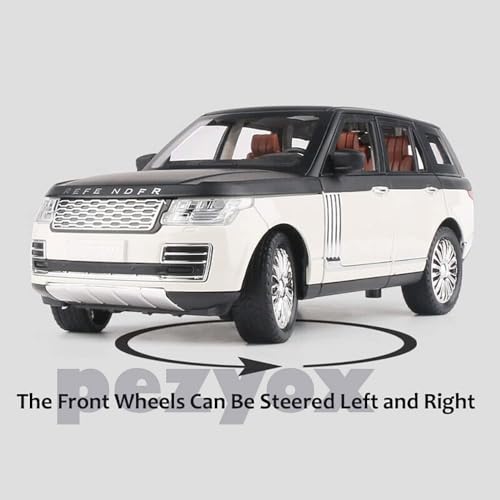 Image of 1 /24 Big Range Rover REFENDER Toy Car Metal Pull Back Diecast Car with Openable Door and Sound Light, Gifts Toys for Kids (White)