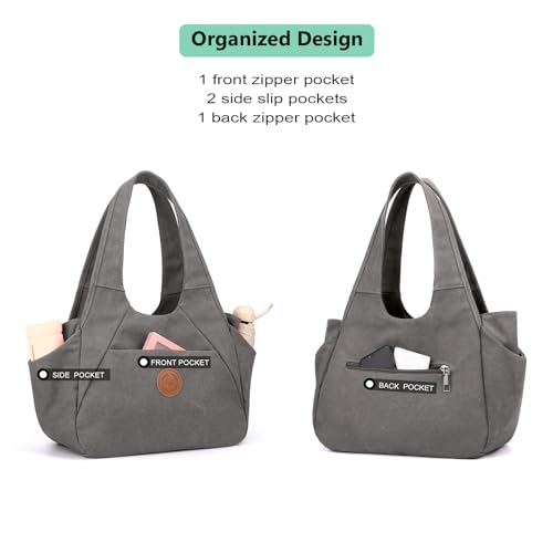 DOURR Light Women's Hobo Purses and Handbags with 3 Compartments Durable Cotton Canvas Shoulder Bag Daily Tote3