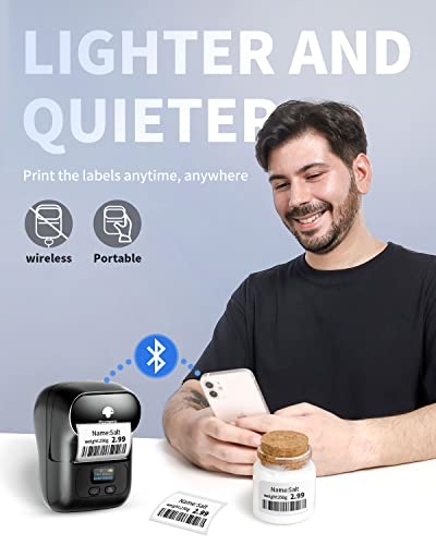 Phomemo M110 Portable Wireless Thermal Label Printer, Bluetooth Label Maker Machine For Ios & Android, Address Label Printer Machine For Barcode, Retail, Home, Office, With 1 Roll 40X30Mm Label #TOP1