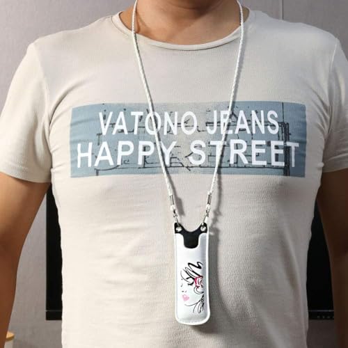Image of 2PCS PU Pouch with Long Lanyard for Pen Batteries and Pen (White + Black) (Black + Brown) (White + Black)