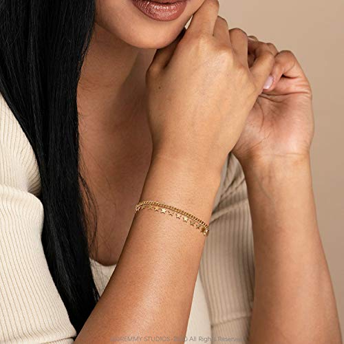 Dremmy Studios Dainty Gold Stars Bracelet For Women 14K Gold Filled Stars Dangle Bracelets Minimalist Bracelet Jewelry Birthday Gifts For Women Girls #TOP3
