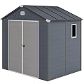 DWVO 8x6.2FT Outdoor Storage Shed w/o Floor, All-Weather Plastic Shed with Lockable Doors, Window & Vents, Plastic Tool Shed for Backyard, Patio, Poolside, Lawn, Gray