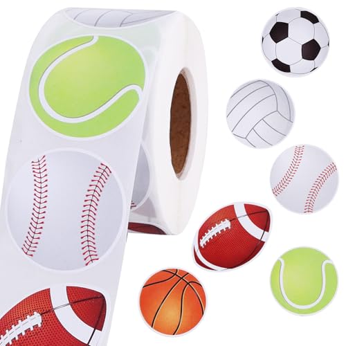 Vuzvuv 600 Pcs Sport Ball Stickers for Gift Bag Envelope Seal-1.5 Inch