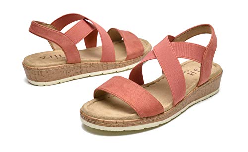 Image of VJH confort Women's Flat Sandals, Comfort Slip-on Elastic Ankle Strap Slingback Light Weight Casual Walking Sandals
