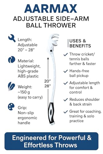 Image of Side Arm Ball Thrower for Cricket Leather and Tennis Ball | Robo Cricket Arm with Advanced Finger-Cup Design for Batting & Fielding Practice (Pack of 1)