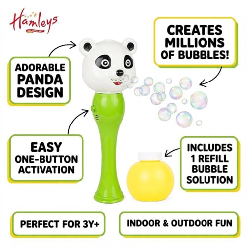 Image of Hamleys Panda Bubble Blower Toy with 1 Refill Bubble Solution | Bubble Play Toy for Fun Indoor /Outdoor Bubble Machine for Kids 3Y+ | Perfect for Birthday Parties & Summer Outdoor Fun or Party, Green