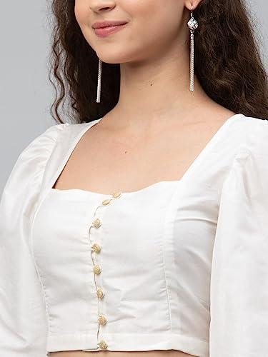 Image of studio rasa Chroma Button Down Shirt Style Blouse Crop Top for Women Girls Casual Party